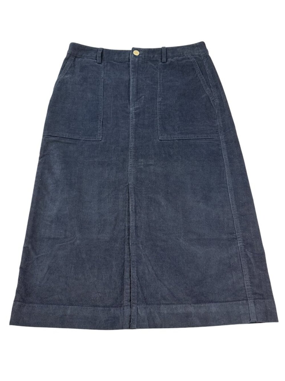 J.Crew Navy Blue Corduroy Pencil Skirt Womens 6 front slit (D1114)